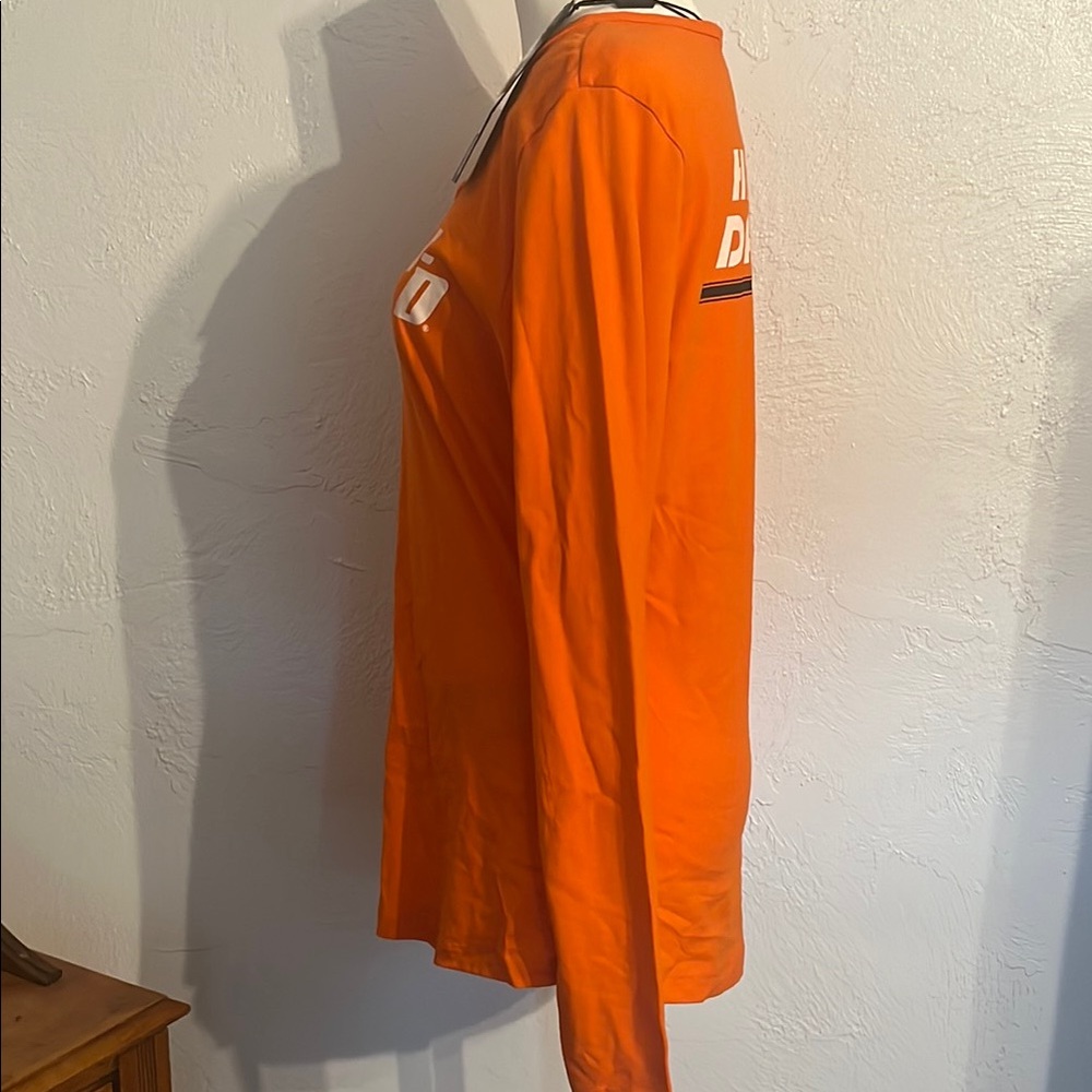 NWT Harley-Davidson Orange Longsleeve Henley Shirt with Button front Sz M - Picture 8 of 11